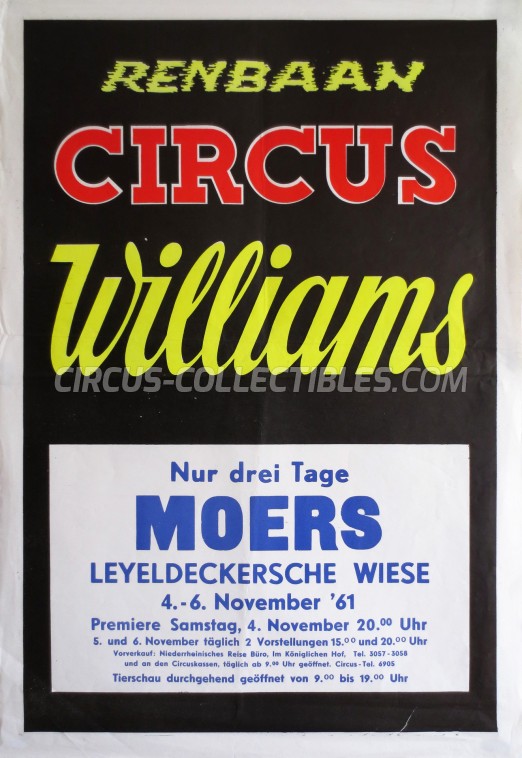 Williams Circus Poster - Germany, 1961