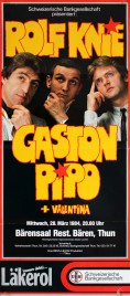 Rolf Knie, Gaston, Pipo + Valentina Circus poster - Switzerland, 1984