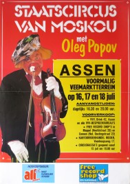 Staatscircus van Moskou met Oleg Popov Circus poster - Russia, 1991
