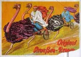 Original Straußen-Rennen Circus poster - Germany, 1967