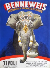 Cirkus Benneweis Circus poster - Denmark, 1963