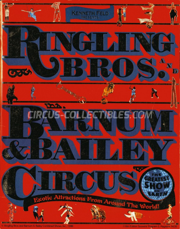 Ringling Bros. and Barnum & Bailey Circus Circus Program - USA, 1986