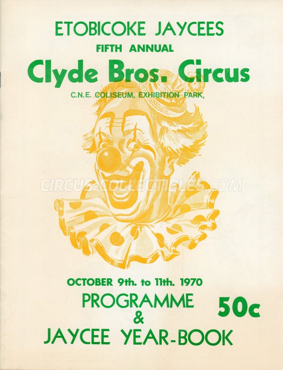 Clyde Bros. Circus Circus Program - Canada, 1970