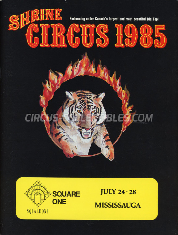 Shrine Circus Circus Program - Canada, 1985