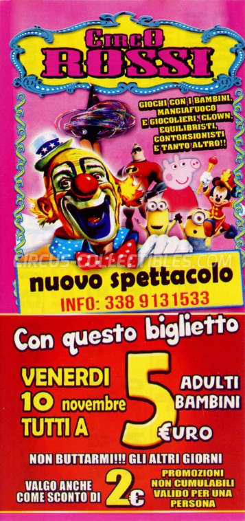 Rossi Circus Ticket/Flyer - Italy 2017