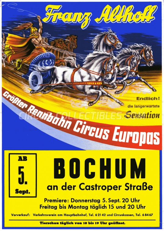 Franz Althoff Circus Ticket/Flyer - Germany 1963