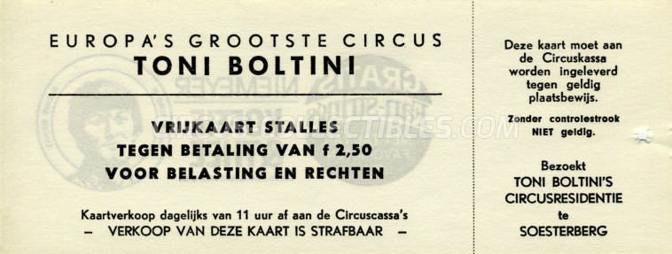 Toni Boltini Circus Ticket/Flyer - Netherlands 0