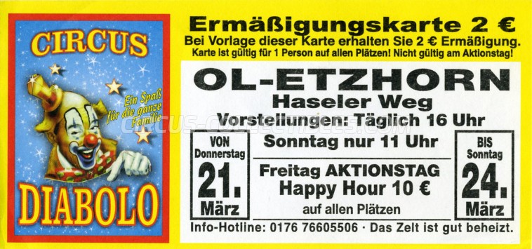 Diabolo Circus Ticket/Flyer - Germany 2019