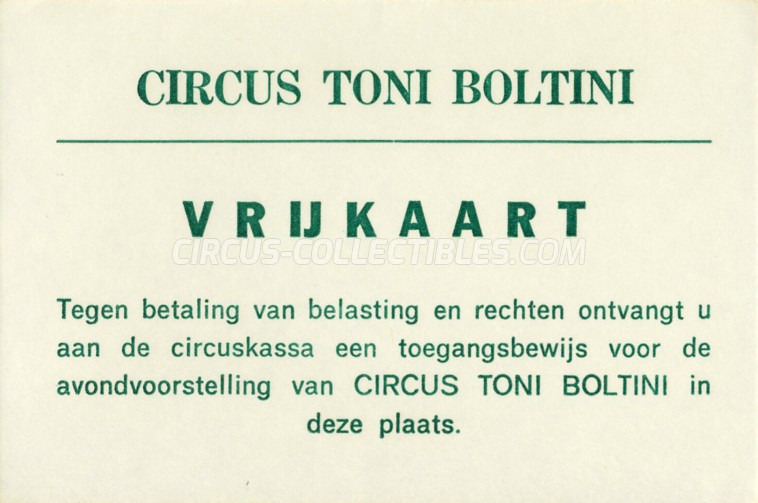 Toni Boltini Circus Ticket/Flyer -  0