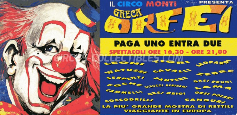 Greca Orfei Circus Ticket/Flyer -  0