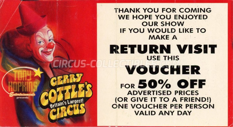 Gerry Cottle's Circus Circus Ticket/Flyer -  1998