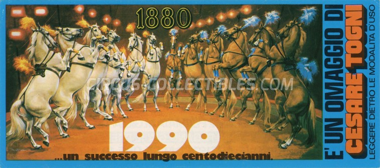 Cesare Togni Circus Ticket/Flyer - Italy 1991