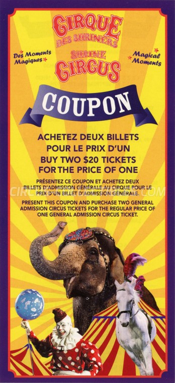 Shrine Circus Circus Ticket/Flyer - Canada 2012