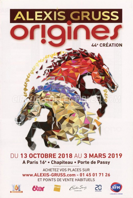 Alexis Gruss Circus Ticket/Flyer - France 2018