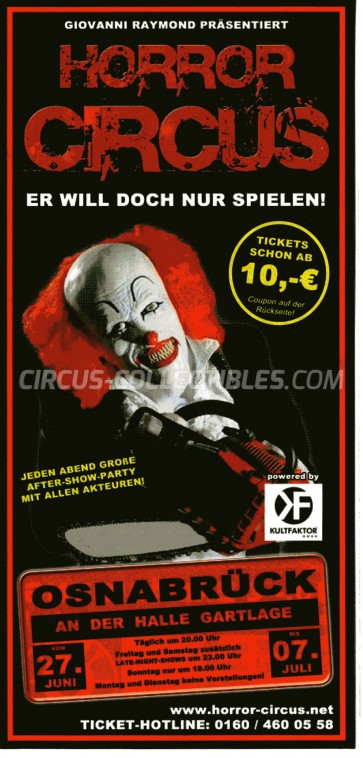 Horror Circus Circus Ticket/Flyer - Germany 2014