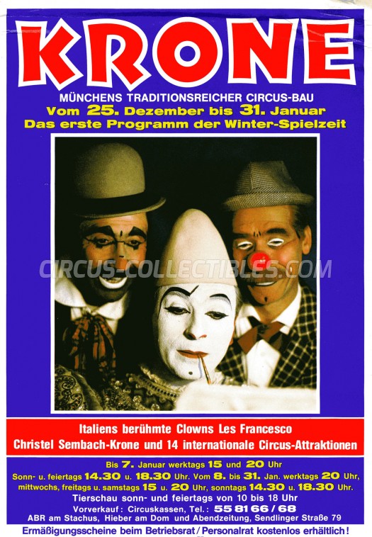 Krone Circus Ticket/Flyer - Germany 1981