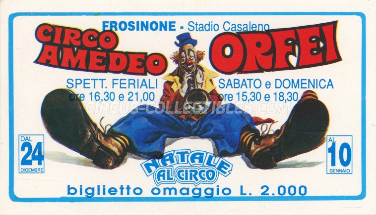 Amedeo Orfei Circus Ticket/Flyer - Italy 1992
