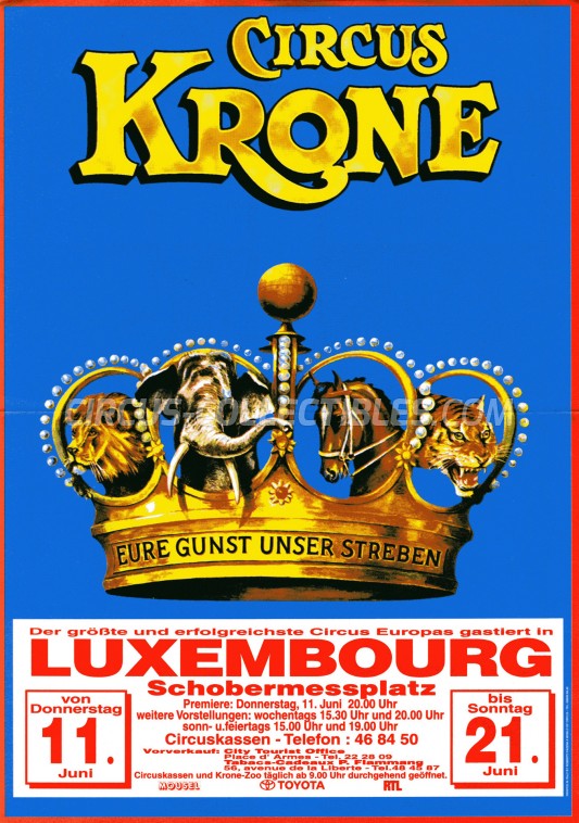 Krone Circus Ticket/Flyer - Luxembourg 1998