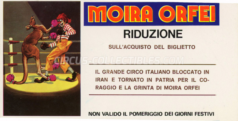 Moira Orfei Circus Ticket/Flyer - Italy 1979