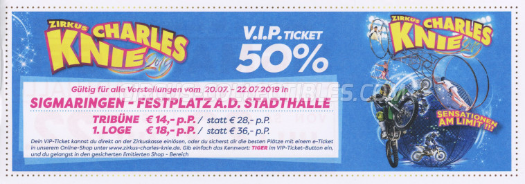 Charles Knie Circus Ticket/Flyer - Germany 2019