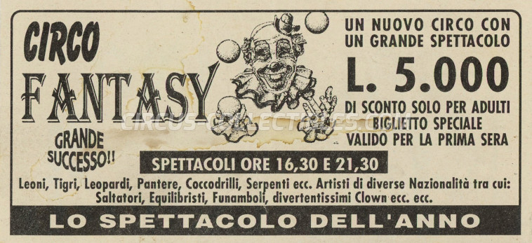 Fantasy Circus Ticket/Flyer - Italy 0