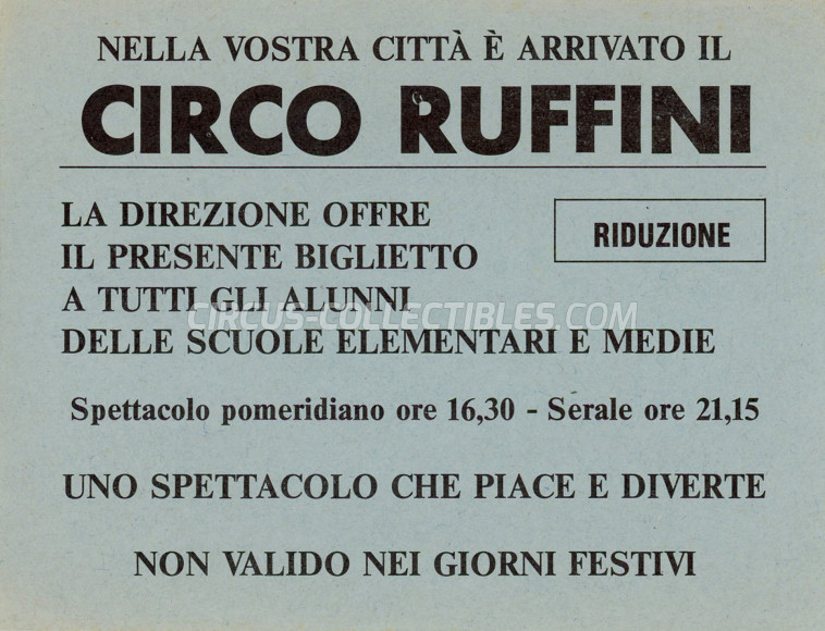 Ruffini Circus Ticket/Flyer -  