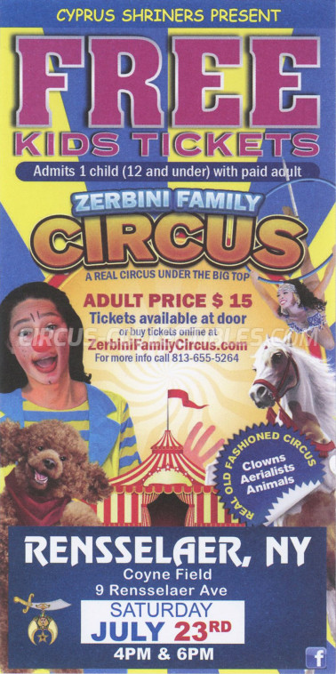 Zerbini Family Circus Circus Ticket/Flyer - USA 2022