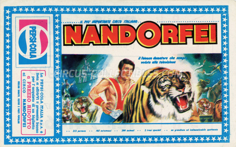 Nando Orfei Circus Ticket/Flyer - Italy 1985