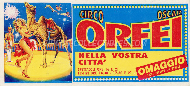 Oscar Orfei Circus Ticket/Flyer -  