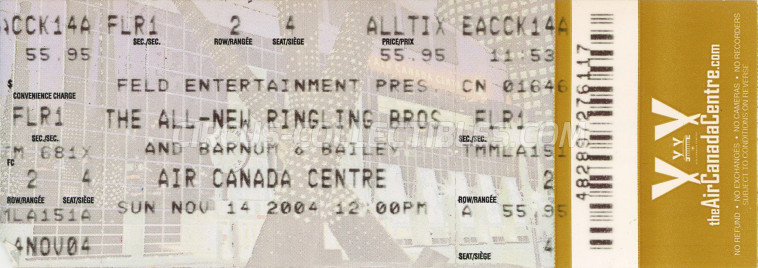 Ringling Bros. and Barnum & Bailey Circus Circus Ticket/Flyer - Canada 2004