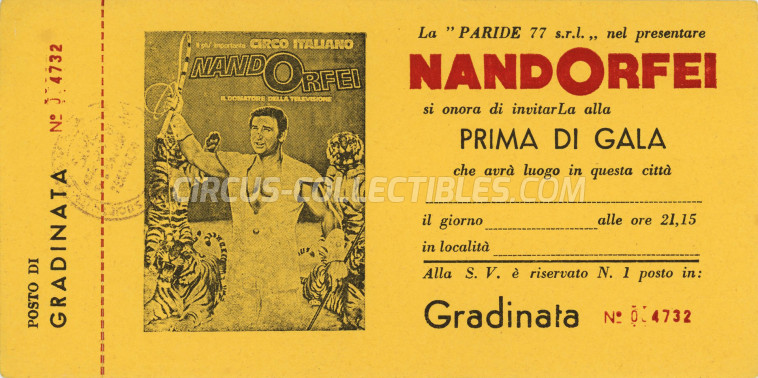 Nando Orfei Circus Ticket/Flyer -  