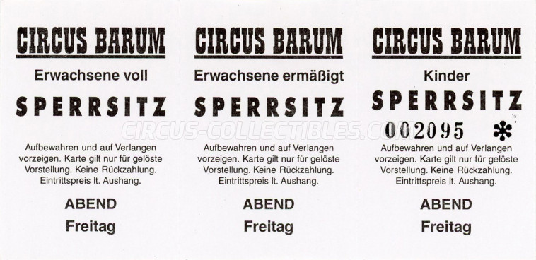 Barum Circus Ticket/Flyer -  0