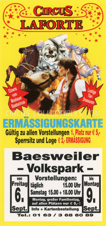 Laforte Circus Ticket/Flyer - Germany 2002
