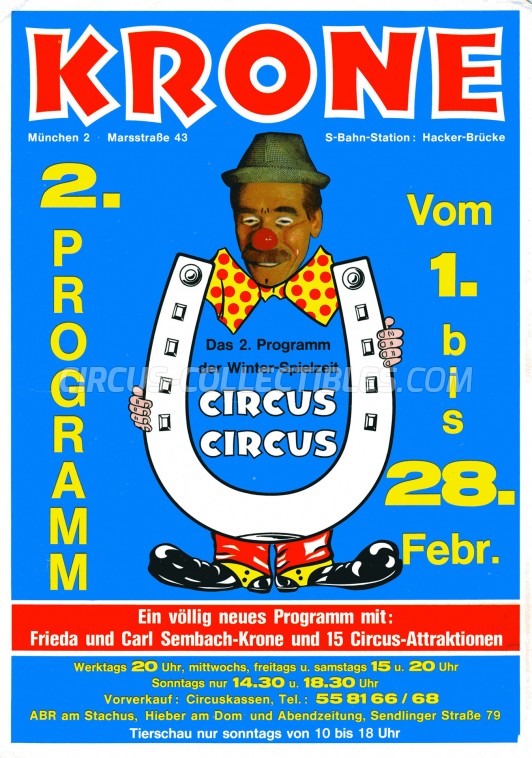 Krone Circus Ticket/Flyer - Germany 1982
