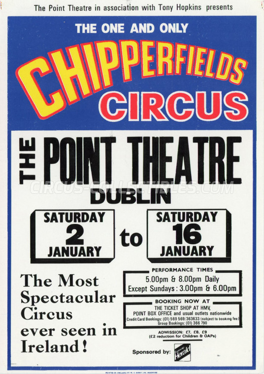 Chipperfields Circus Circus Ticket/Flyer - Ireland 1993