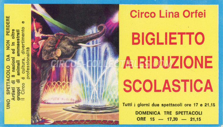 Lina Orfei Circus Ticket/Flyer -  