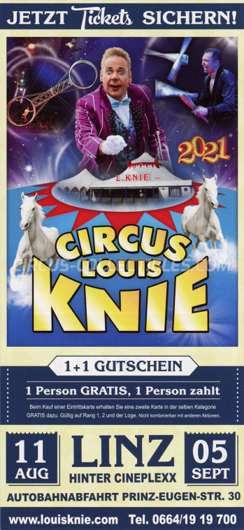 Louis Knie Circus Ticket/Flyer - Austria 2021