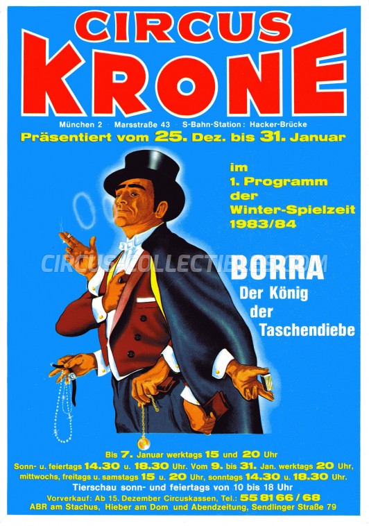 Krone Circus Ticket/Flyer - Germany 1983