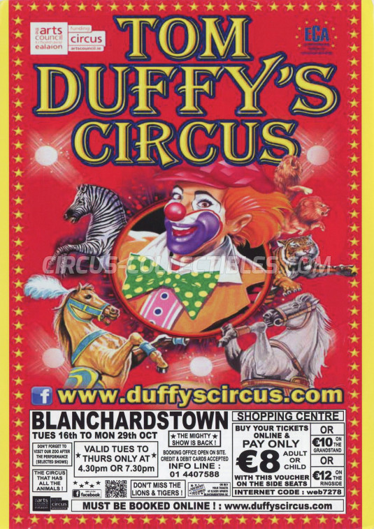 Tom Duffy's Circus Circus Ticket/Flyer - Ireland 2012