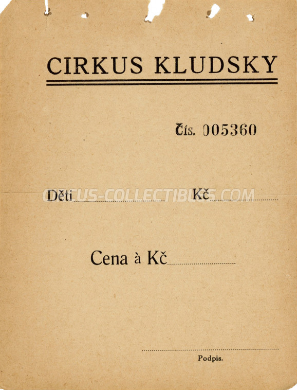Kludsky Circus Ticket/Flyer -  