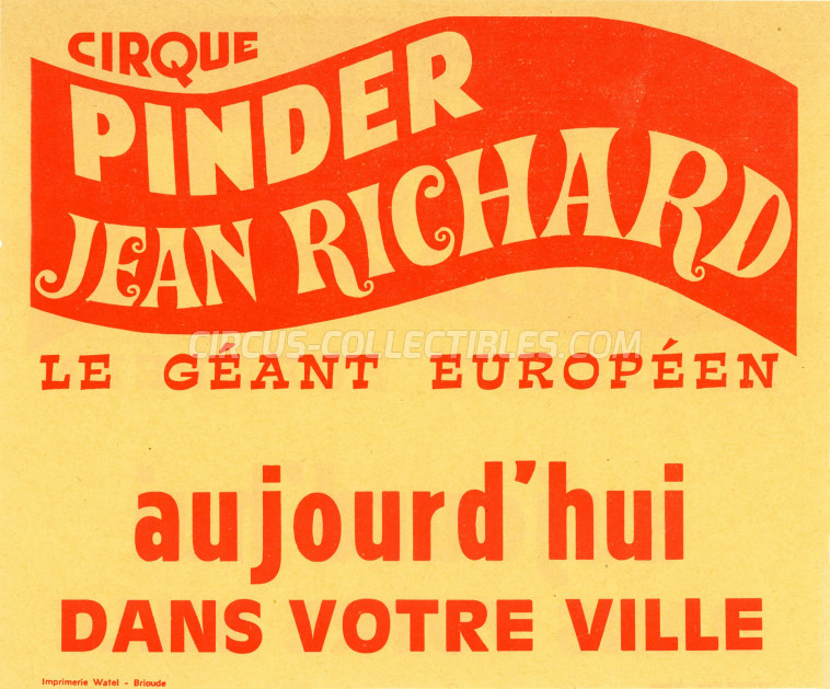 Pinder - Jean Richard Circus Ticket/Flyer -  