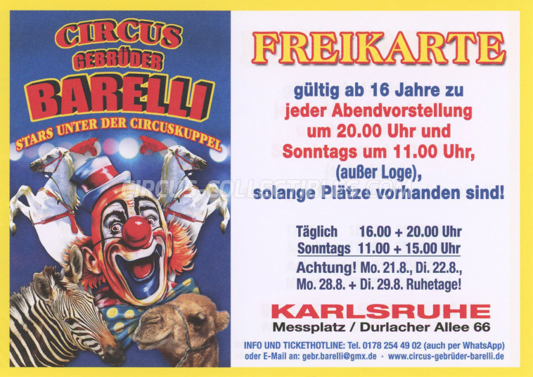 Barelli Circus Ticket/Flyer - Germany 2023