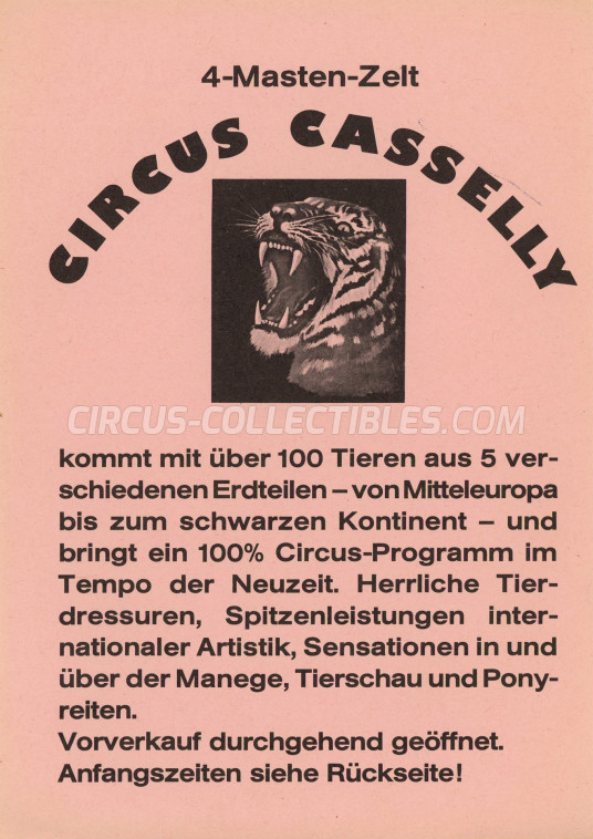 Casselly Circus Ticket/Flyer -  1975