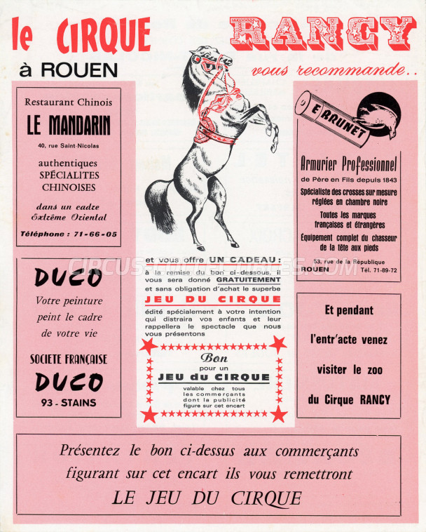 Sabine Rancy Circus Ticket/Flyer - France 