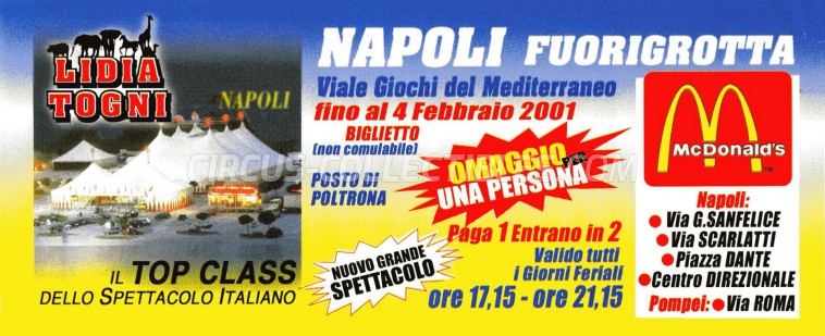 Lidia Togni Circus Ticket/Flyer - Italy 2001