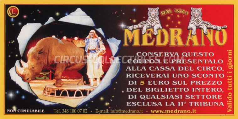 Medrano (Casartelli) Circus Ticket/Flyer - Italy 2004