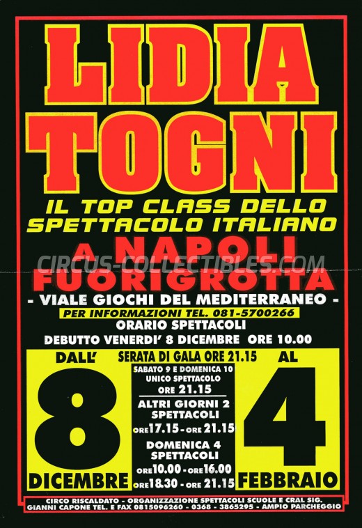 Lidia Togni Circus Ticket/Flyer - Italy 2000