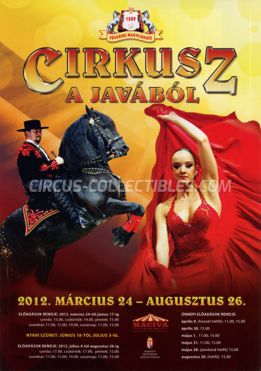Fovarosi Nagycirkusz Circus Ticket/Flyer - Hungary 2012