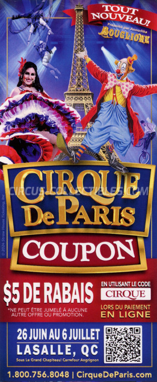 Cirque de Paris Circus Ticket/Flyer - Canada 2025