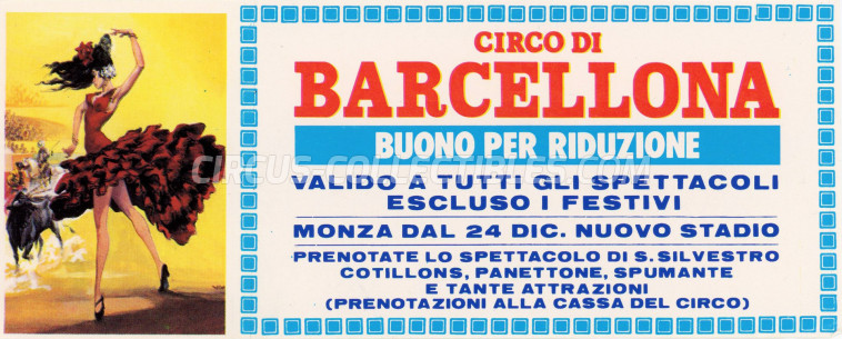 Circo di Barcellona Circus Ticket/Flyer - Italy 1990
